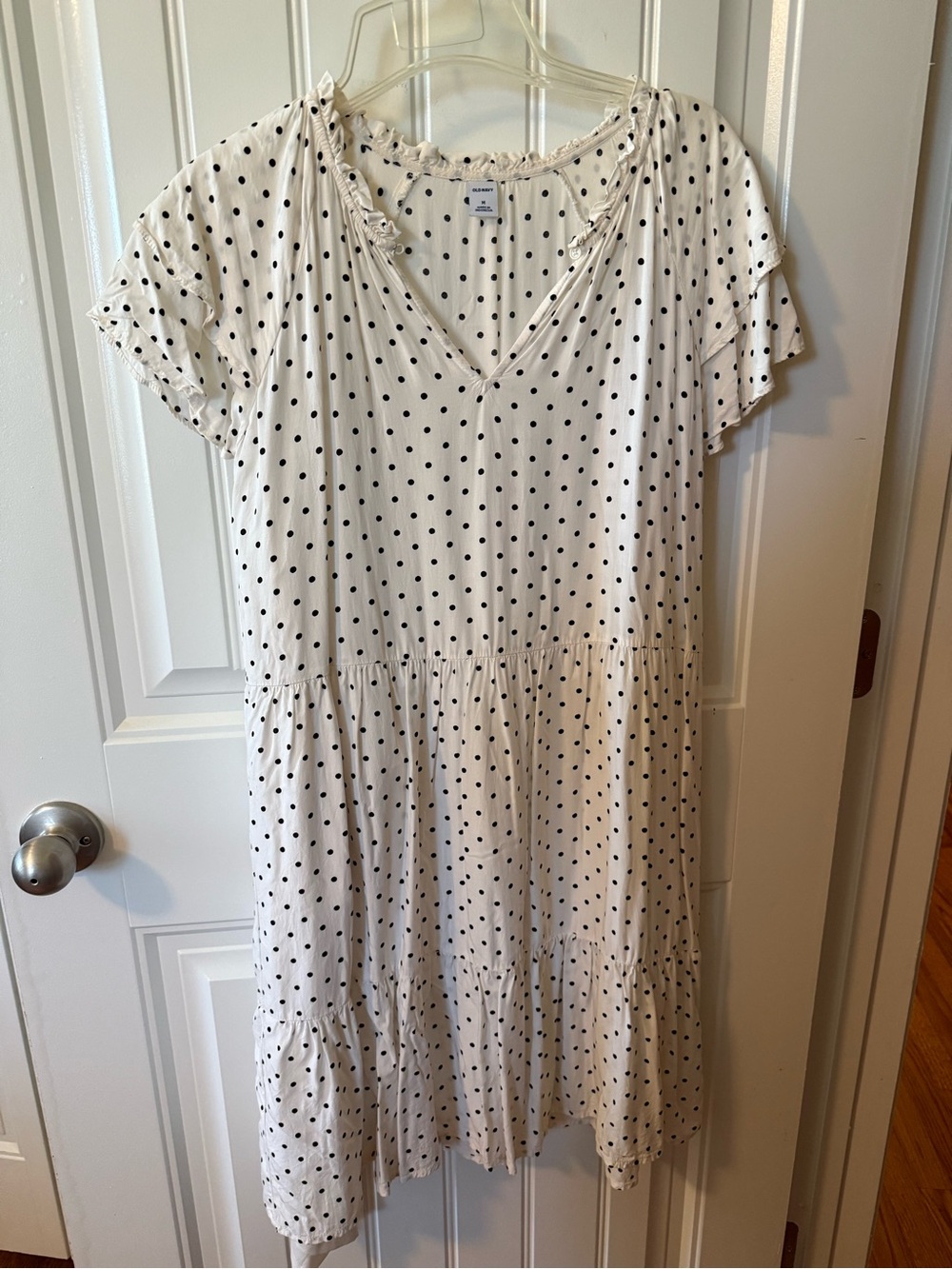 Old Navy White Dress with Black Polka Dots